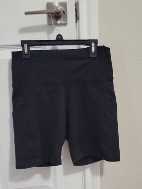 aerie Black High-Rise Bike Shorts with Side Pockets
